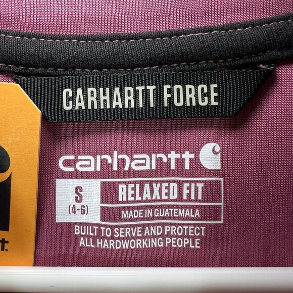 Carhartt Force Relaxed Fit Long Sleeve Mock Neck Pullover Womens Small Pink NWT - Picture 9 of 14